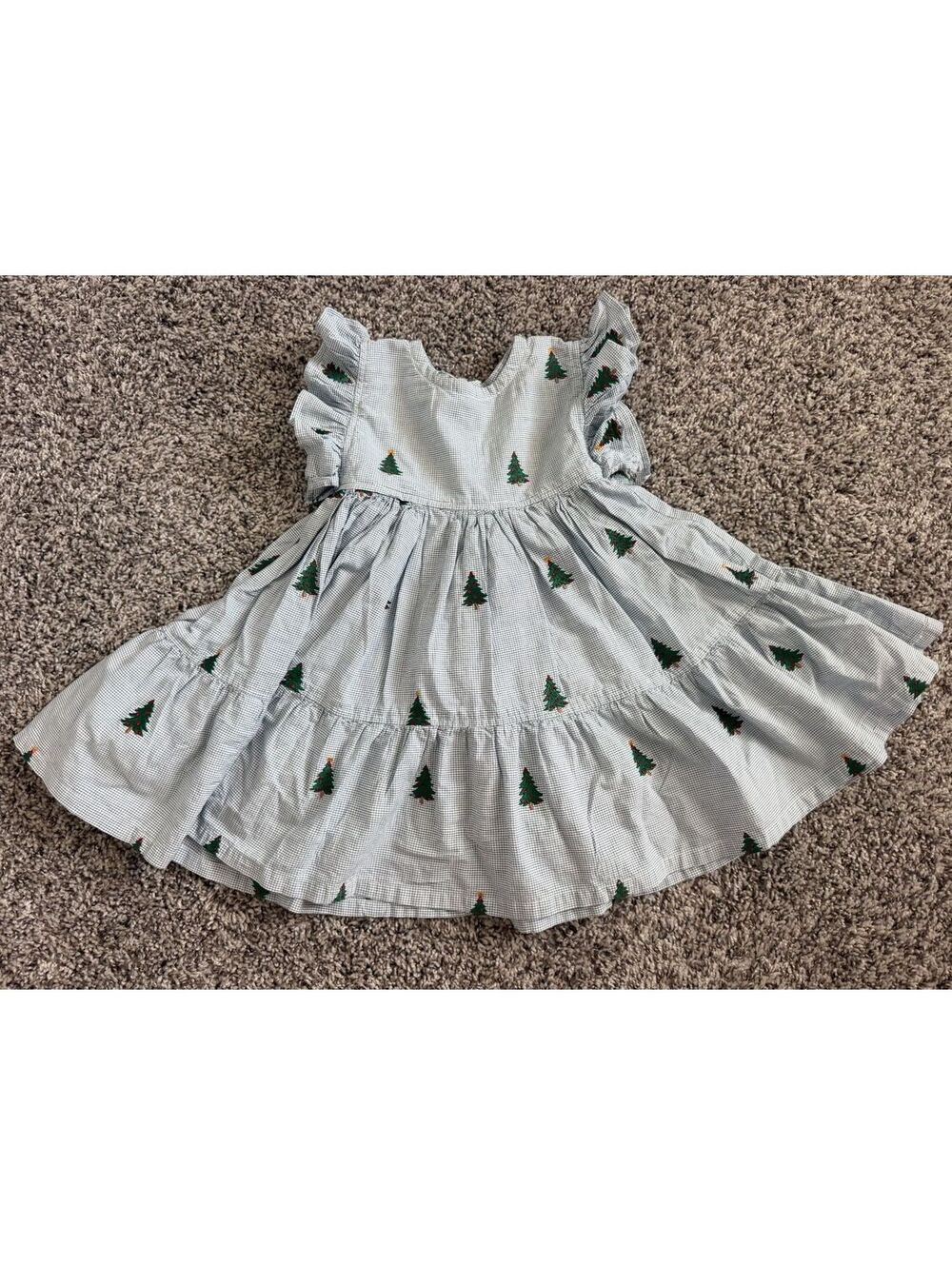 Pink Chicken Flutter Short Sleeve Back Button Christmas Gingham Dress Size 2T
